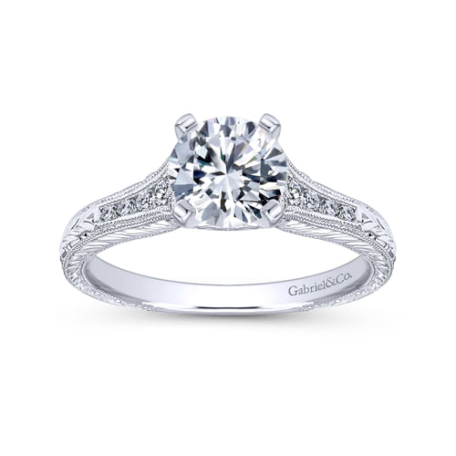 18K White Gold Round Diamond Channel Set Engagement Ring