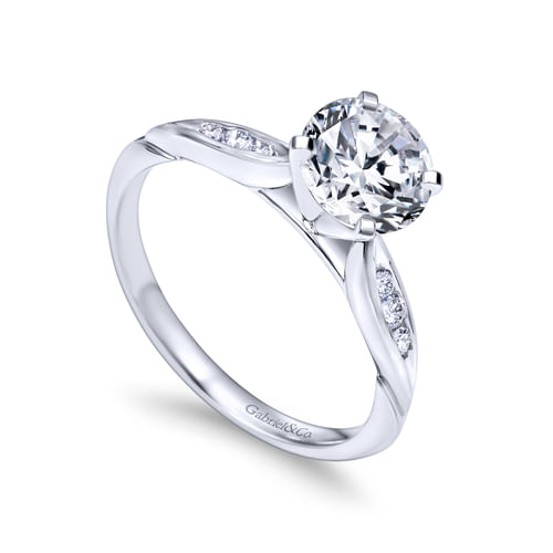 18K White Gold Round Diamond Channel Set Engagement Ring