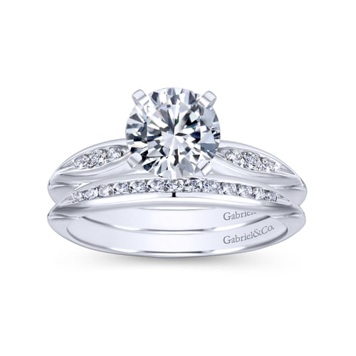 18K White Gold Round Diamond Channel Set Engagement Ring