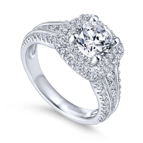 18K White Gold Round Diamond Channel Set Engagement Ring