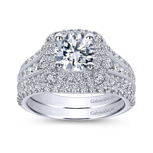 18K White Gold Round Diamond Channel Set Engagement Ring