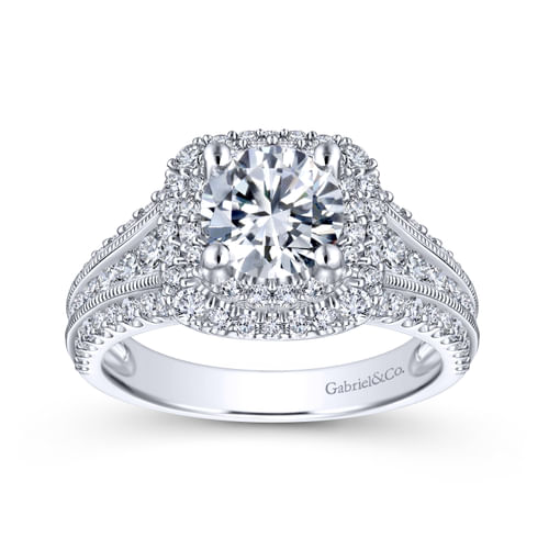 18K White Gold Round Diamond Channel Set Engagement Ring