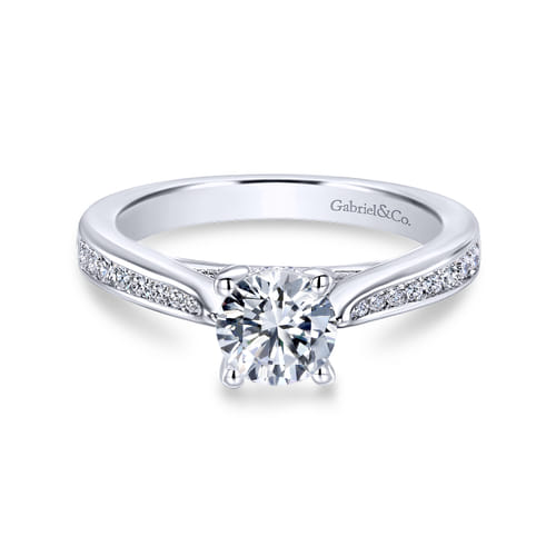 18K White Gold Round Diamond Channel Set Engagement Ring