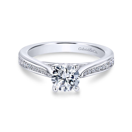 Gabriel - 18K White Gold Round Diamond Channel Set Engagement Ring