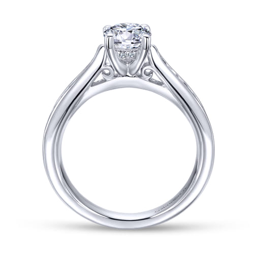 18K White Gold Round Diamond Channel Set Engagement Ring