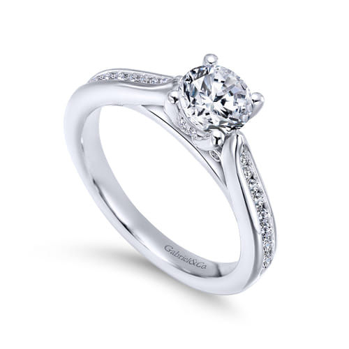 18K White Gold Round Diamond Channel Set Engagement Ring