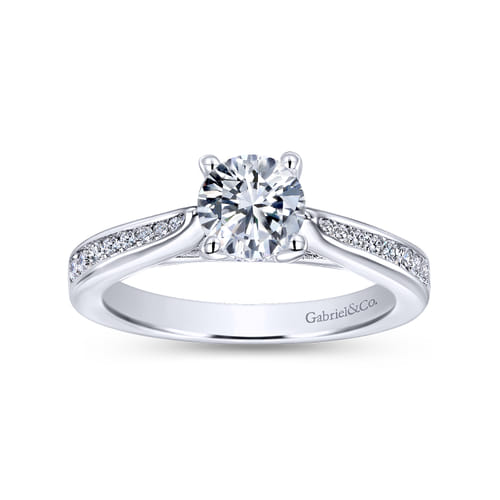 18K White Gold Round Diamond Channel Set Engagement Ring