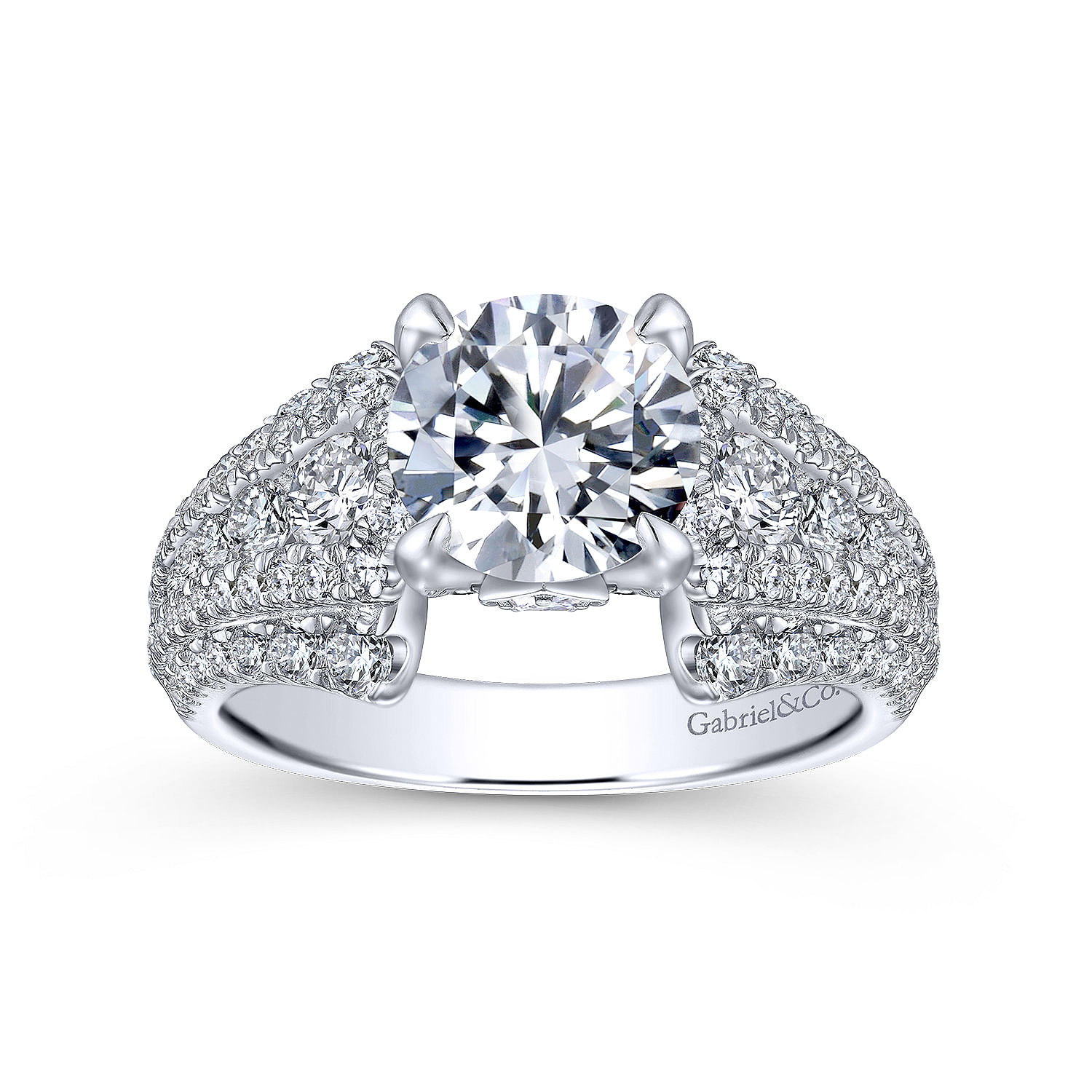 18K White Gold Round Diamond Channel Set Engagement Ring