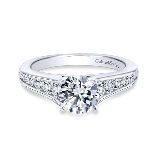 Gabriel - 18K White Gold Round Diamond Channel Set Engagement Ring
