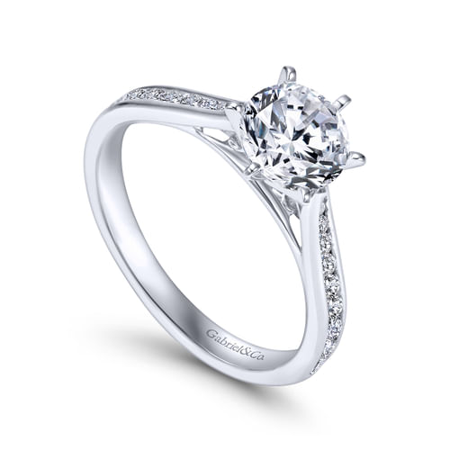 18K White Gold Round Diamond Channel Set Engagement Ring