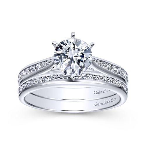 18K White Gold Round Diamond Channel Set Engagement Ring