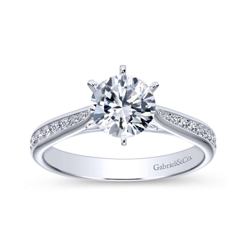 18K White Gold Round Diamond Channel Set Engagement Ring