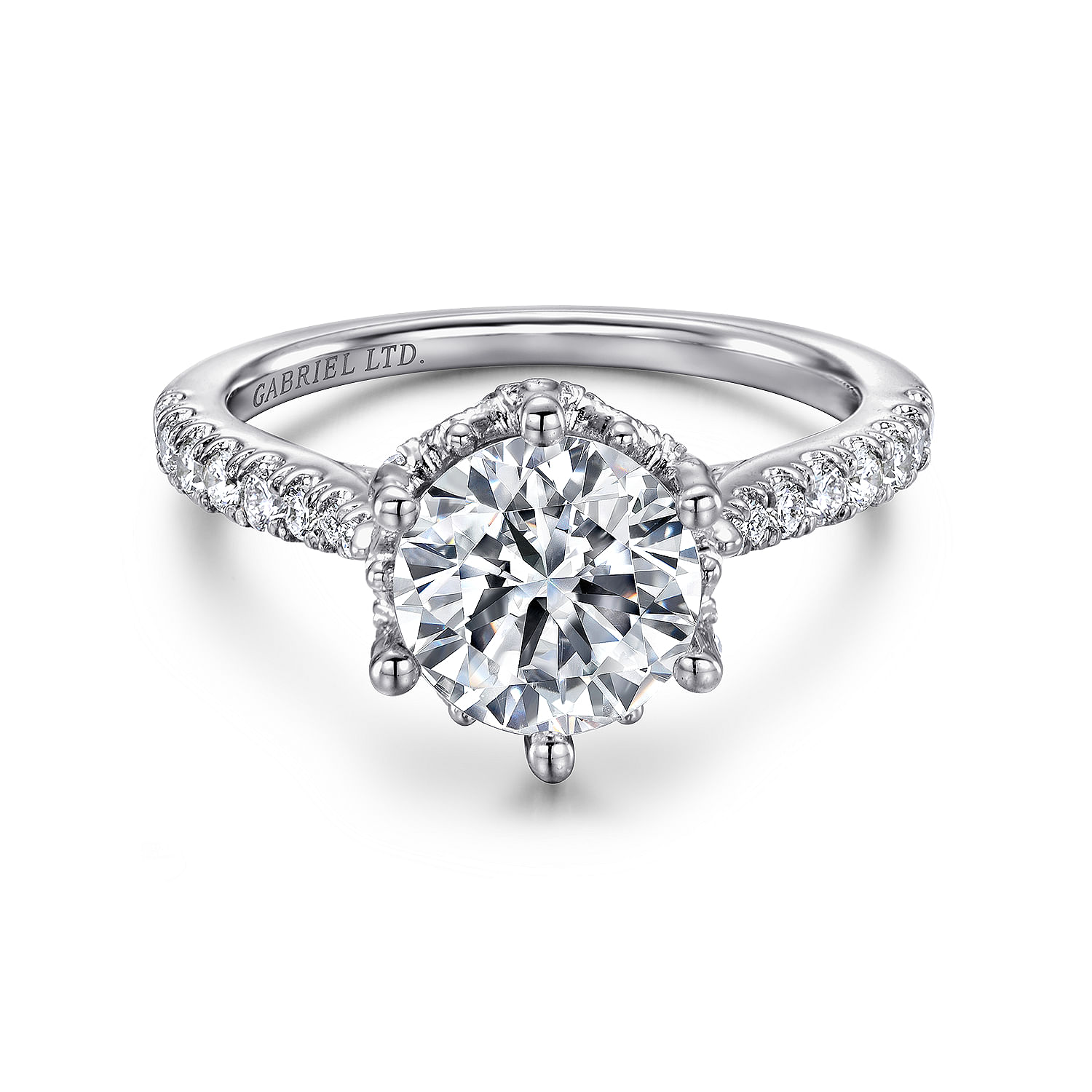 Gabriel - 18K White Gold Round Diamond Engagement Ring