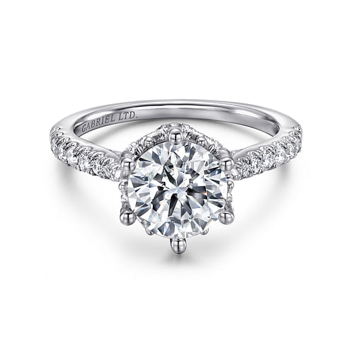 18K White Gold Round Diamond Engagement Ring