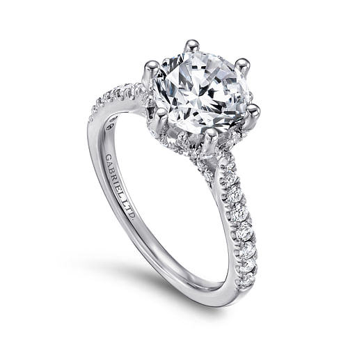 18K White Gold Round Diamond Engagement Ring