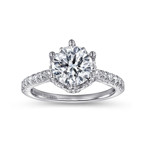 18K White Gold Round Diamond Engagement Ring