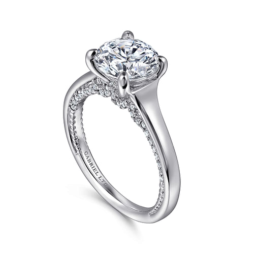 18K White Gold Round Diamond Engagement Ring