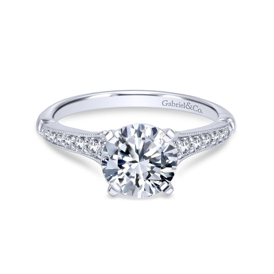 Gabriel - 18K White Gold Round Diamond Engagement Ring