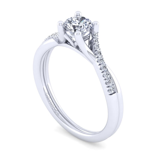 18K White Gold Round Diamond Engagement Ring