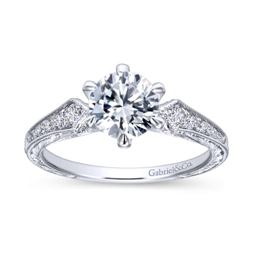18K White Gold Round Diamond Engagement Ring