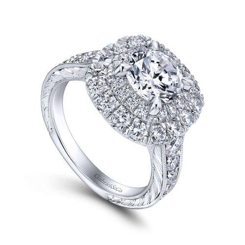 18K White Gold Round Diamond Engagement Ring