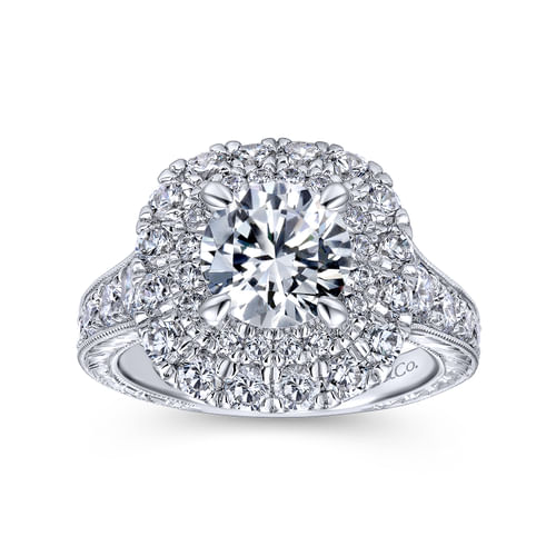 18K White Gold Round Diamond Engagement Ring