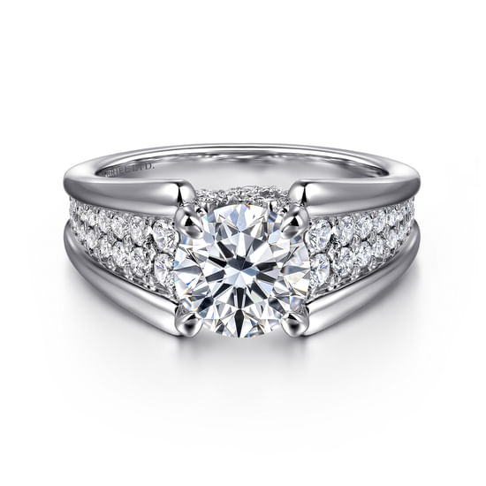 Gabriel - 18K White Gold Round Diamond Engagement Ring