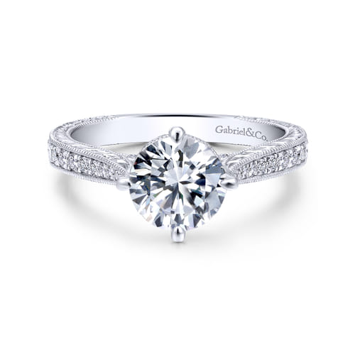 18K White Gold Round Diamond Engagement Ring