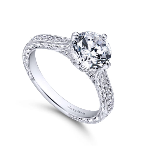 18K White Gold Round Diamond Engagement Ring