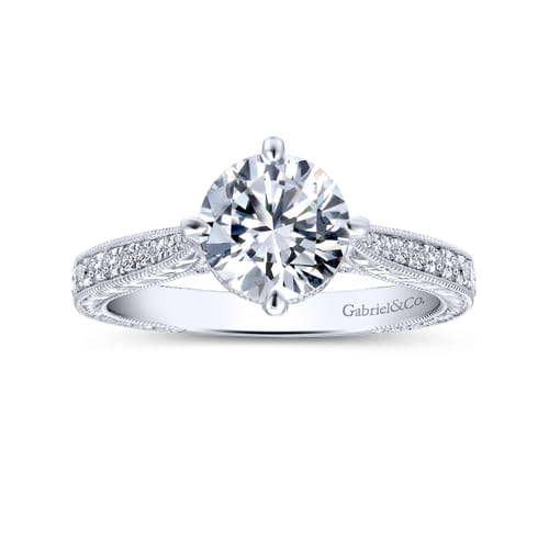 18K White Gold Round Diamond Engagement Ring