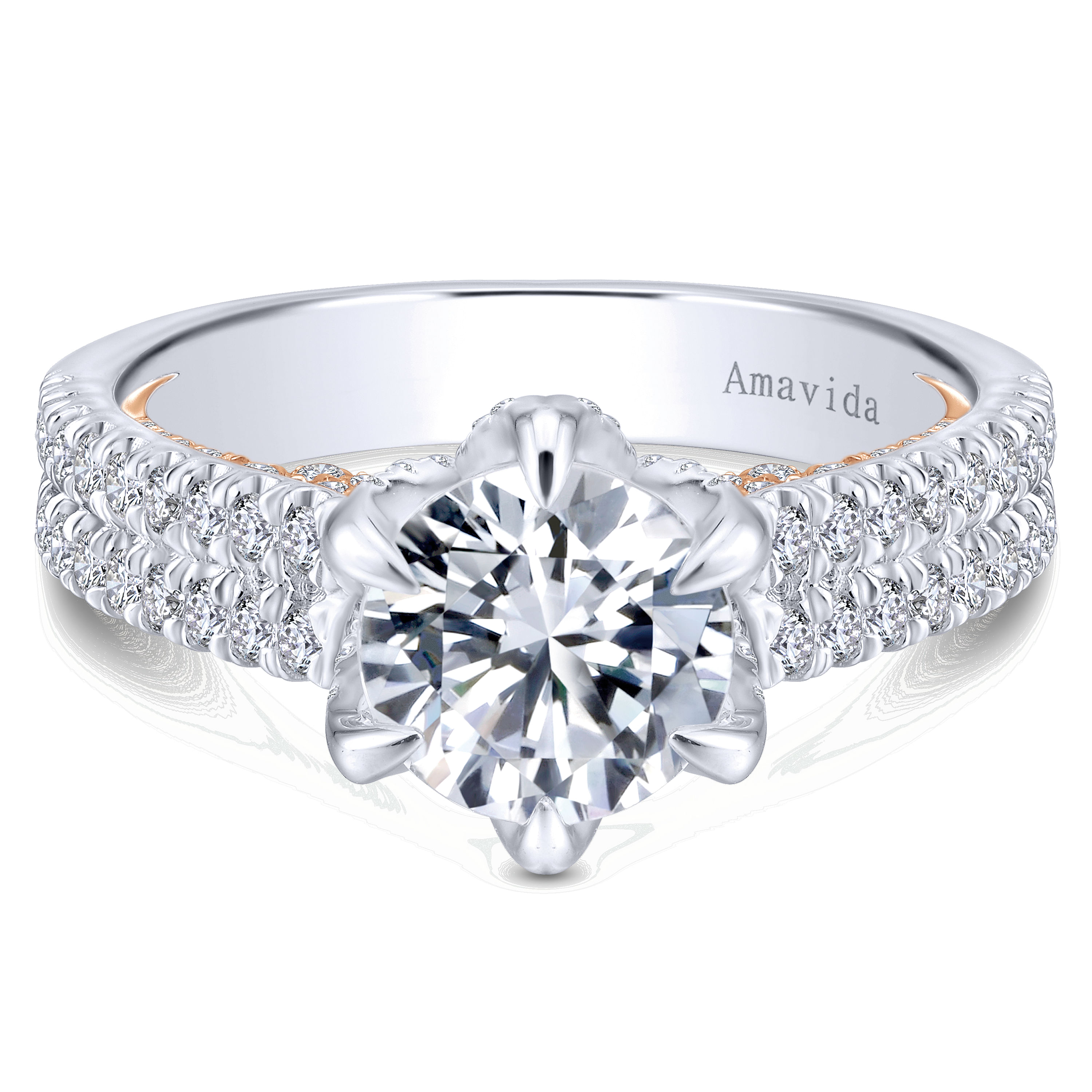 Gabriel - 18K White Gold Round Diamond Engagement Ring