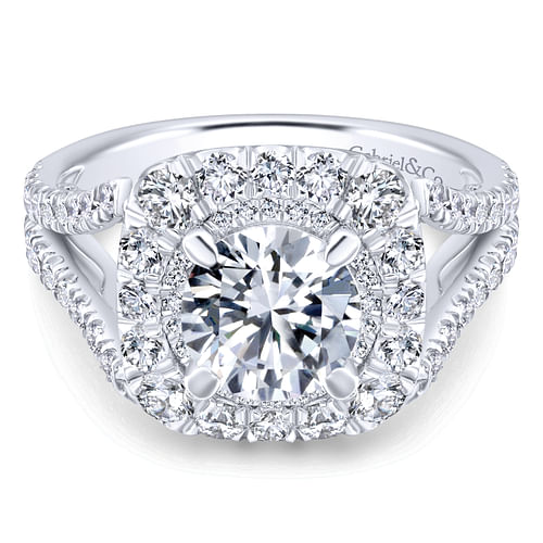 18K White Gold Round Diamond Engagement Ring