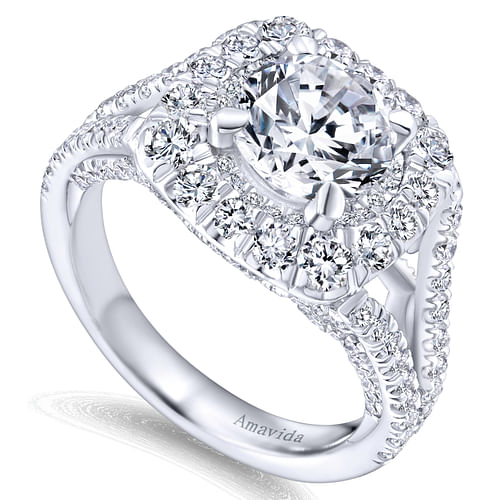 18K White Gold Round Diamond Engagement Ring