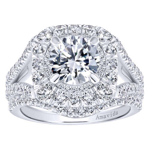 18K White Gold Round Diamond Engagement Ring