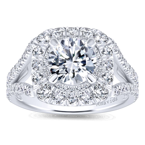 18K White Gold Round Diamond Engagement Ring