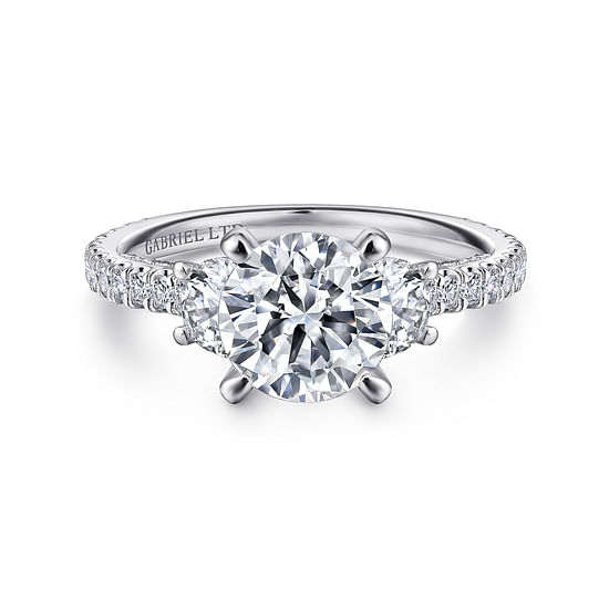 Gabriel - 18K White Gold Round Diamond Engagement Ring