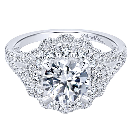 18K White Gold Round Diamond Engagement Ring