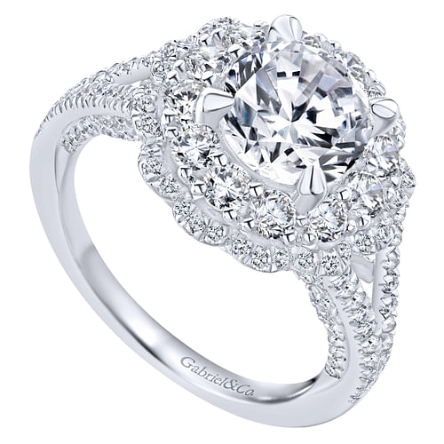 18K White Gold Round Diamond Engagement Ring