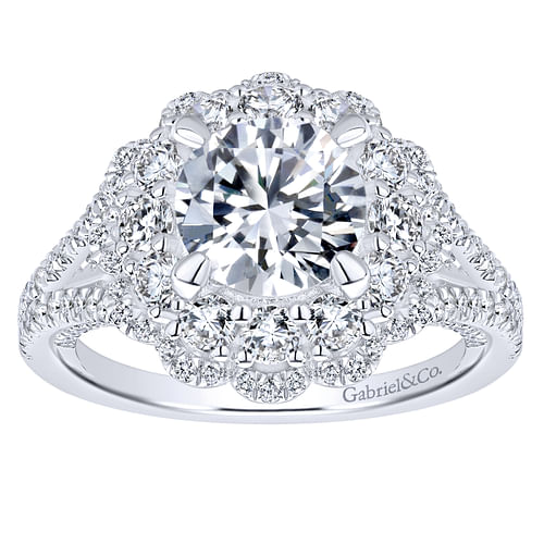 18K White Gold Round Diamond Engagement Ring