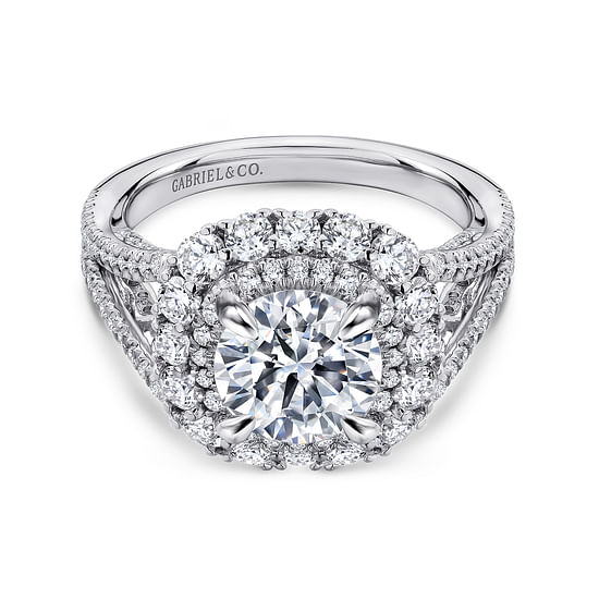 Gabriel - 18K White Gold Round Diamond Engagement Ring