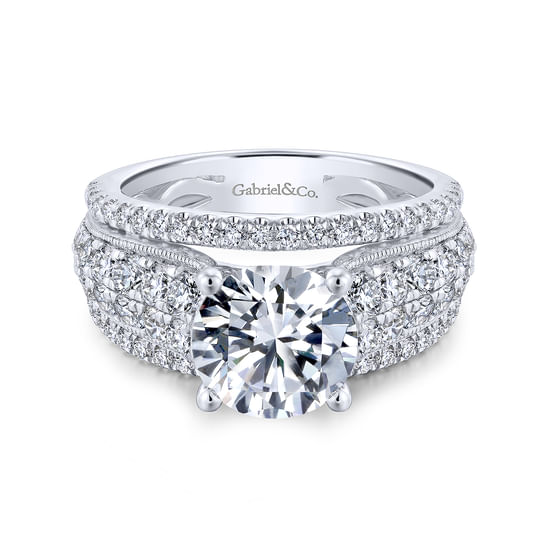 Gabriel - 18K White Gold Round Diamond Engagement Ring