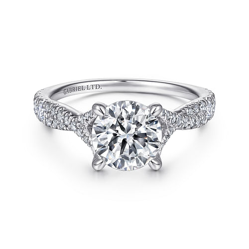 18K White Gold Round Diamond Engagement Ring