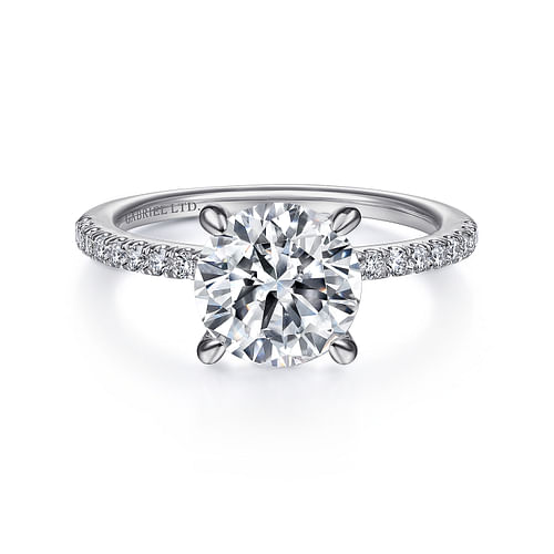 18K White Gold Round Diamond Engagement Ring