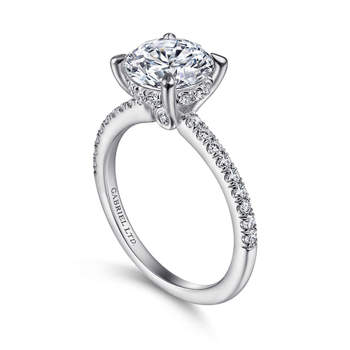 18K White Gold Round Diamond Engagement Ring