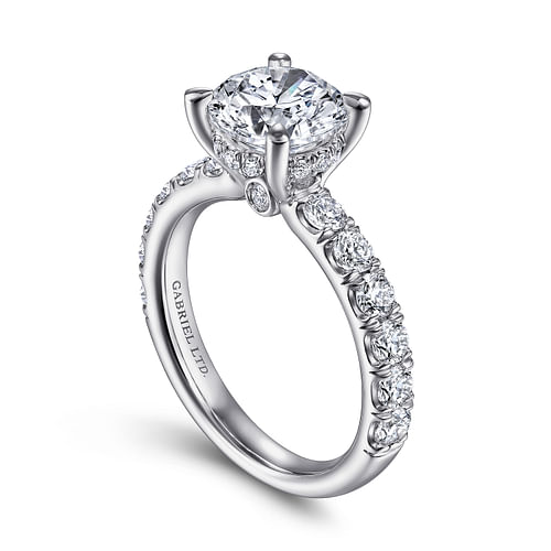 18K White Gold Round Diamond Engagement Ring