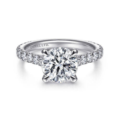 18K White Gold Round Diamond Engagement Ring