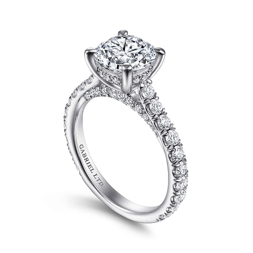 18K White Gold Round Diamond Engagement Ring