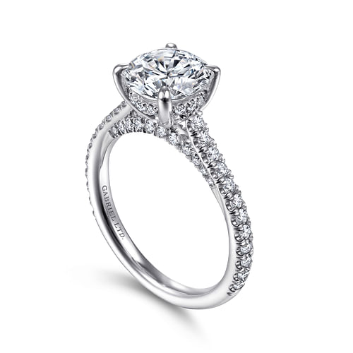 18K White Gold Round Diamond Engagement Ring