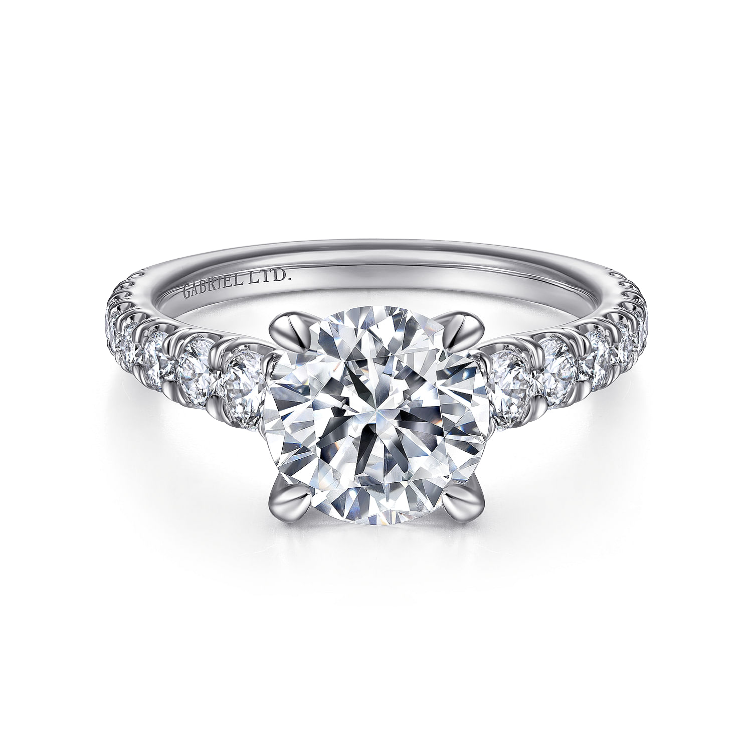 14K White Gold Round Diamond Engagement Ring | ER14402R4W44JJ 