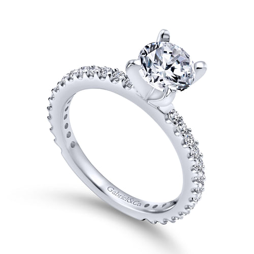 18K White Gold Round Diamond Engagement Ring